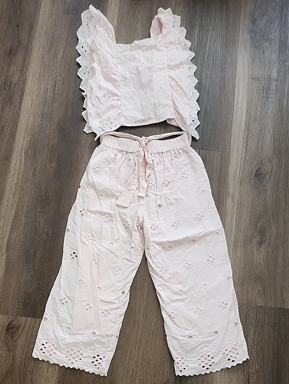 Zara Girls Pink Eyelet Matching Set